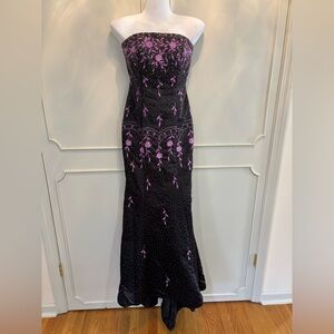 Cinderella's Closet Black and Pink Beaded Strapless Dress